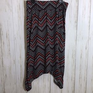 Chevron Print Asymmetrical Cut Maxi Skirt